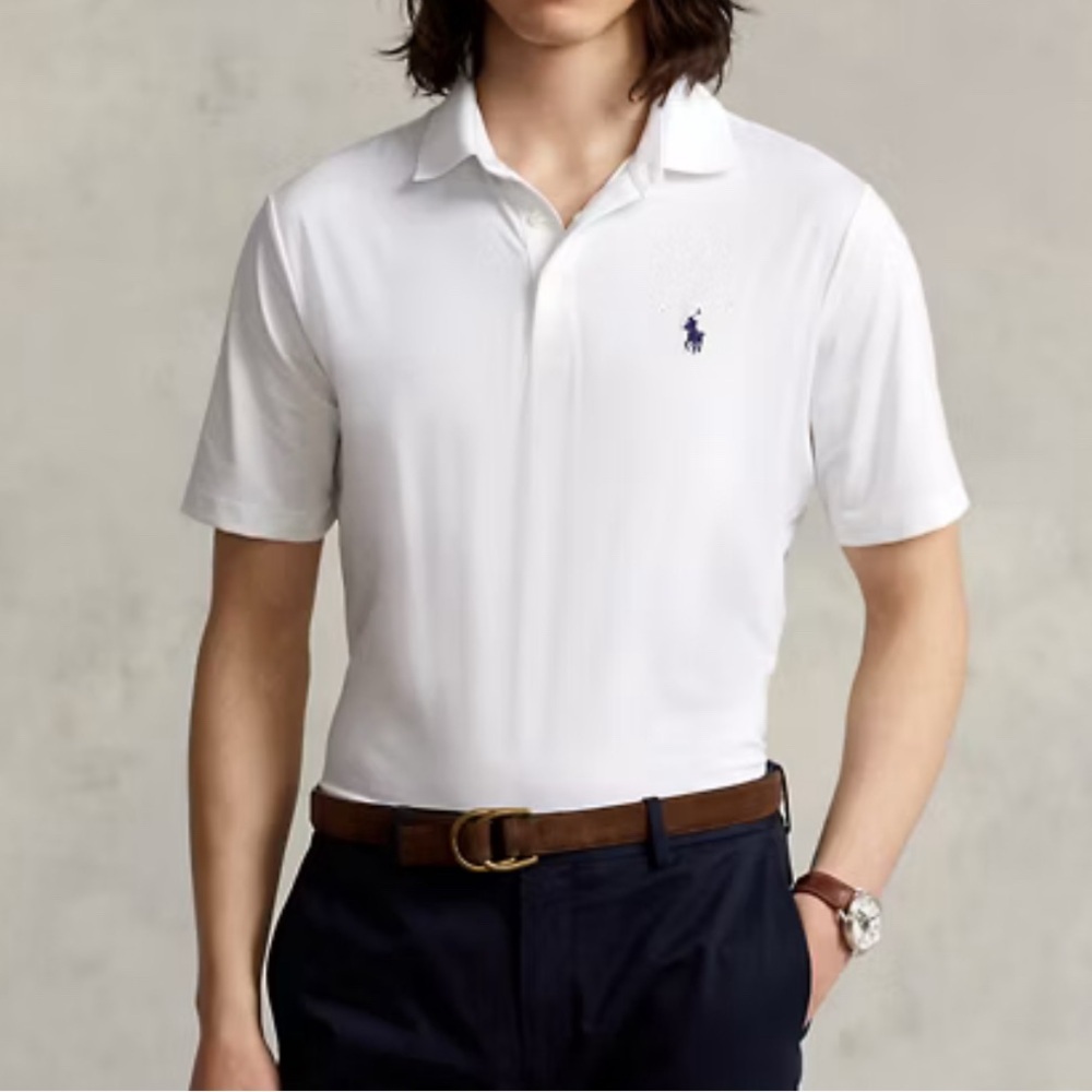 Polo Ralph Lauren White Navy Logo Short Sleeve Polo XL Golf Country Club Money